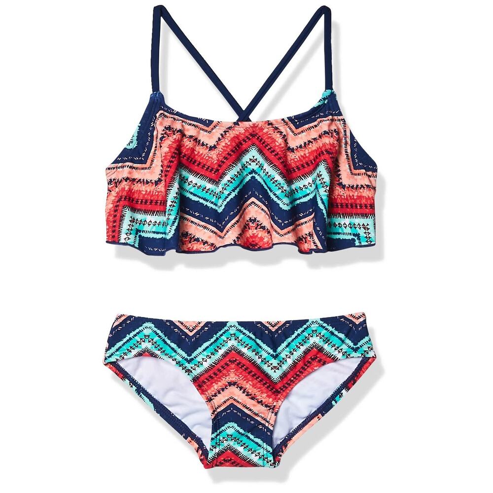 Kanu Surf Girls' Kirste Flounce Bikini 2 Piece Swimsuit Coral Size 3T